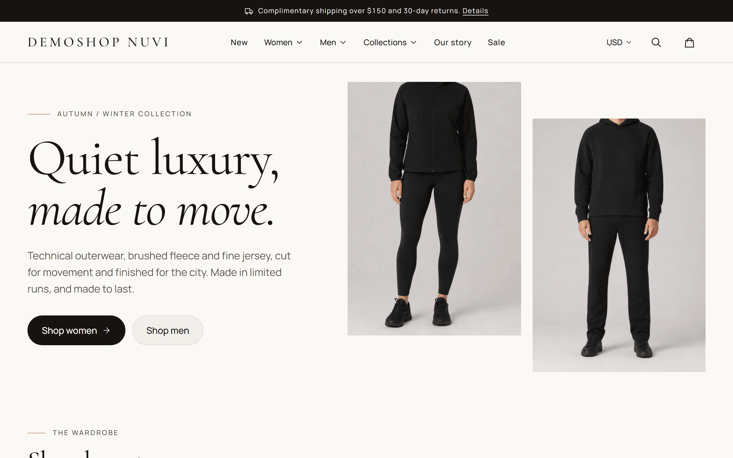 The storefront's home page